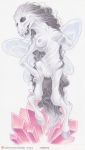  2016 anthro barely_visible_genitalia barely_visible_pussy breasts conditional_dnp equid female full-length_portrait genitals grey_body hasbro hi_res hooves idw_publishing loupgarou mammal my_little_pony my_little_pony_(idw) nipples nude portrait pussy skull_head solo spirit text traditional_media_(artwork) umbrum url 