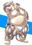  2021 anthro belly blush bovid bovine bulge cattle clothing humanoid_hands kuroamekemo male mammal moobs musclegut nipples overweight overweight_anthro overweight_male solo tomoya_(artist) tomoyamaru underwear 