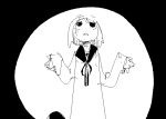  1girl animal animated animated_gif black_cat cat d: fang furrowed_eyebrows greyscale hands_up light long_sleeves looking_up monochrome neck_ribbon open_mouth original ribbon sailor_collar school_uniform serafuku short_hair sketch sleeves_past_wrists solo surreal tsukumizu_yuu upper_body 