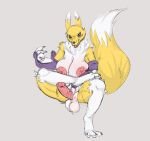  absurd_res anthro balls beckoning big_balls big_breasts big_nipples breasts canid canine digimon digimon_(species) feet female fluffy fluffy_shoulders fluffy_tail genitals gesture herm hi_res humanoid_genitalia humanoid_penis intersex kentuckiyucki mammal neck_tuft nipples paws penis pubes puffy_nipples renamon sagging_breasts saggy_balls solo thick_thighs tuft vein veiny_penis 