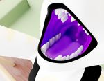  2019 3d_(artwork) anthro black_clothing black_lips black_topwear boyonomo catia_(boyonomo) clothed clothing digital_media_(artwork) female glistening lips mammal mouth_shot open_mouth purple_tongue solo solo_focus stripes teeth tongue topwear uvula white_body yellow_stripes 