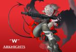  arknights bandages gun horns pantyhose skirt_lift tagme tail 