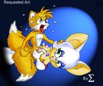  &#931; anthro blue_eyes breasts canine couple cum_in_cleavage duo female fox green_eyes male mammal miles_prower nude open_mouth penis rouge_the_bat sega sonic_(series) sonic_team straight tails titfuck tongue tongue_out 