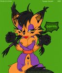  akito_yagami archie_comics black_hair breasts clothed clothing facial_markings feline female green_background green_eyes hair half-closed_eyes lynx mammal markings nicole_the_lynx nipples plain_background pubes pussy sega simple_background solo sonic_(series) sonic_team tongue tongue_out 