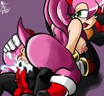  anthro anus balls blush breasts butt cum cum_in_pussy cum_inside female female_on_top hedgehog kayla-na looking_back male mammal mel_the_hybrid nipples on_top open_mouth penis pussy reverse_missionary sega sex shadamy shadow_the_hedgehog smile sonic_(series) sonic_team straight 