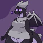  &lt;3 4_fingers anthro avoid_posting big_horns black_body black_scales clothing dragon ender_dragon featureless_crotch female fingers jean? membrane_(anatomy) minecraft purple_eyes scales simple_background smile solo spaceysoda spiked_tail spikes spikes_(anatomy) sweater thick_tail thick_thighs topwear video_games watermark wings 