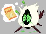  ! 1_eye alien ambiguous_gender arthropod beak bodily_fluids cartoon_network centipeetle chips_(food) conditional_dnp digital_media_(artwork) drooling feral food hair hi_res insect open_mouth saliva solo steven_universe thought_bubble white_hair wolftacos 