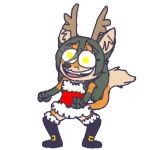  1:1 adriana_(usuario2) animated anthro antlers black_nose boots canid canine chibi christmas christmas_clothing clothed clothing dancing dress female footwear fox fur gloves_(marking) glowing glowing_eyes green_body green_fur green_hair hair halloween holidays horn legwear low_res mammal markings multicolored_body multicolored_fur open_mouth orange_body orange_fur smile solo spooky_dance usuario2_(artist) yellow_eyes 