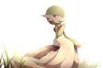  :o absurdres blurry commentary_request gardevoir gen_3_pokemon grass hand_up highres kisa_(kisa-kisa5900) pokemon pokemon_(creature) red_eyes sideways_glance signature solo 