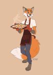  4_toes anthro barefoot black_nose canid canine canis clothed clothing cookie digital_media_(artwork) food fox fur male mammal multyashka-sweet simple_background solo toes 