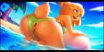  2020 alternate_version_at_source animal_crossing anthro anus ball beach beach_ball bikini bikini_aside bodily_fluids butt canid canine canis catcouch clothing clothing_aside cloud digital_media_(artwork) domestic_dog female genital_fluids genitals hi_res isabelle_(animal_crossing) mammal nintendo outside palm_tree pawpads peeing plant pussy sea seaside shih_tzu sky solo sweat sweatdrop swimwear swimwear_aside toy_dog tree urine video_games water 