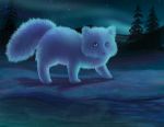  ambiguous_gender arctic_fox aurora_borealis blue_eyes canid canine feral fox fur mammal night outside sky snow solo star starry_sky uluri white_body white_fur 