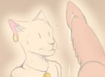  anthro bethesda_softworks bodily_fluids colored_sketch cum_leaking do-zar dzfire ear_piercing felid feline intimidation khajiit male male/male mammal piercing sketch solo_focus stare sweat the_elder_scrolls video_games 