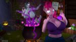  16:9 3d_(artwork) 4k absurd_res alligator alligatorid anthro anthrofied big_breasts bound breasts cauldron cleavage clothed clothing crocodilian digital_media_(artwork) dongly12 english_text equid equine feral friendship_is_magic gummy_(mlp) hasbro hi_res huge_breasts jack-o&#039;-lantern mammal marble_pie_(mlp) my_little_pony night pinkie_pie_(mlp) potion reptile scalie sibling sister sisters tentacles text topless widescreen 
