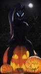  3d_(artwork) 9:16 anthro anthrofied big_breasts breasts digital_media_(artwork) equid equine female hasbro hi_res horn idw_publishing jack-o&#039;-lantern mammal moon my_little_pony my_little_pony_(idw) night nightmare_rarity_(idw) nude sitting solo thenicedragon unicorn 