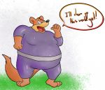  3_toes abstract_background ambiguous_gender anthro awesome_possum barefoot biped brown_body brown_fur brown_hair clothed clothing fur gesture hair looking_at_viewer male mammal marsupial open_mouth overweight overweight_anthro overweight_male phalangeriform pointing pointing_at_self protzermotzer simple_background smile solo spandex standing tight_clothing tightsuit toes video_games white_background 