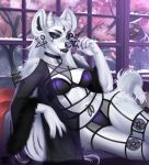  2020 5_fingers anthro black_nose breasts clothed clothing digital_media_(artwork) eyebrows eyelashes female fingers fur hair looking_at_viewer solo sorafoxyteils white_body white_fur white_hair 