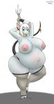  absurd_res anthro belly big_belly black_tail burmecian clothed clothing female final_fantasy final_fantasy_ix freya_crescent fur green_eyes grey_body grey_fur gyro-furry hair hi_res jewelry legwear mammal melee_weapon necklace nipples overweight overweight_anthro overweight_female polearm pregnant ribbons rodent simple_background solo square_enix staff stockings story story_in_description thick_thighs thigh_highs topless underwear video_games weapon white_background white_hair 