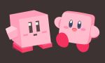  :d black_background blue_eyes blush_stickers copy_ability kirby kirby_(series) leg_up looking_at_viewer looking_to_the_side minecraft no_humans open_mouth red_footwear rizu_(rizunm) shoes simple_background smile standing standing_on_one_leg super_smash_bros. twitter_username 