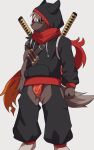  asian_clothing canid canine canis chaps clothing domestic_dog east_asian_clothing fundoshi hoodie japanese_clothing male mammal melee_weapon ponzu_tas scarf solo sword tadatomo tokyo_afterschool_summoners topwear underwear video_games weapon 