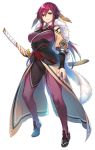  1girl amazuyu_tatsuki animal_ears bangs character_name expressionless full_body holding holding_sword holding_weapon long_hair long_sleeves official_art purple_hair sheath sheathed solo sword unkei_(utawareru_mono) utawareru_mono utawareru_mono:_lost_frag weapon 