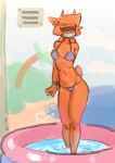  absurd_res anthro asper_(panzery25) bdsm bikini blindfold bondage bound canid canine clothing female fox gag hi_res kiddie_pool mammal panzery25 partially_submerged solo swimwear water 