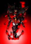  clenched_hands crossed_legs glowing glowing_eyes gradient gradient_background granvang highres mecha no_humans science_fiction solo super_robot super_robot_wars super_robot_wars_v walking yellow_eyes zzz_sakaz 