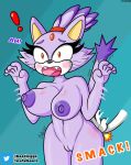  ! 2020 anon anthro belly big_breasts blaze_the_cat blush bootleggz bouncing_breasts breasts butt cel_shading digital_drawing_(artwork) digital_media_(artwork) domestic_cat english_text eyebrows eyelashes felid feline felis female fingers fur genitals glistening glistening_body hair hi_res huge_breasts human mammal navel nipples nude onomatopoeia open_mouth orange_eyes puffy_nipples purple_body purple_fur purple_nipples pussy raised_tail sega shaded signature simple_background solo solo_focus sonic_the_hedgehog_(series) sound_effects spanking standing stiff_tail surprise text thick_thighs video_games whiskers white_body 