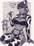  2021 animal_humanoid animal_print asami_sato avatar:_the_last_airbender bell bell_collar bovid bovid_humanoid bovine bovine_humanoid breasts cattle_humanoid chinese_zodiac cleavage clothed clothing collar cow_print cowbell duo female garter_straps holidays horn human humanoid iahfy korra legwear mammal mammal_humanoid milk monochrome navel new_year nickelodeon panties the_legend_of_korra thigh_highs underwear year_of_the_ox 