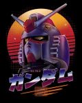  1980s_(style) artist_name character_name english_commentary gundam head_only highres looking_up mecha mobile_suit_gundam no_humans retro_artstyle rx-78-2 science_fiction shiny solo stunning_warrior v-fin watermark yellow_eyes 