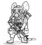  2016 ambiguous_gender belt_pouch black_and_white boots clip_(firearms) clothing footwear furgonomics gas_mask gun holding_gun holding_object holding_rifle holding_weapon low_res magazine_(gun) magazine_pouch mammal mask monochrome murid oxygen_tank pest_control ranged_weapon rifle rodent simple_background solo spiff tactical tactical_gear tail_sleeve traditional_media_(artwork) weapon white_background 