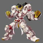  chinese_zodiac clenched_hands daigouzi fighting_stance green_eyes grey_background horns mecha no_humans original science_fiction solo year_of_the_ox 
