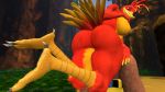  16:9 3d_(artwork) anthro avian banjo-kazooie banjo_(banjo-kazooie) big_breasts big_butt bird breasts butt digital_media_(artwork) duo female hi_res hobbiscottcho kazooie looking_back male mammal nude rareware thick_thighs ursid video_games widescreen 