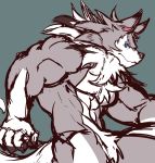  abs anthro anthrofied blue_eyes fur hi_res istani lycanroc male midday_lycanroc multicolored_body multicolored_fur muscular muscular_anthro muscular_male nintendo pecs pok&eacute;mon pok&eacute;mon_(species) pok&eacute;morph simple_background solo two_tone_body two_tone_fur video_games white_body white_fur 