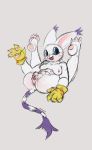  absurd_res anthro anus belly breasts clitoris clothing digimon digimon_(species) feet female flexible gatomon genitals gesture gloves handwear hi_res kentuckiyucki legs_behind_head legs_up nipples paws presenting pussy short_stack smile solo thick_thighs waving 