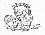  amy amy_rose black_and_white falling female hindpaw monochrome paws sega shoes sketch sonic_(series) sonic_team toyjo 