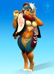  2021 anthro breasts ear_piercing ear_ring female fur genitals green_body green_fur hand_on_cheek hi_res lagomorph legs_together leporid mammal milestone nude orange_body orange_fur peach_pussy piercing pink_eyes pussy rabbit simple_background slightly_chubby solo sorok17 thank_you white_body white_fur 