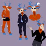  absurd_res anthro antlers blue_antlers blue_body blue_eyes blue_fur blue_hooves bone bone_tail boxer_briefs butt cervid character_gravenstein cigarette clothing deer_skull demon ear_piercing fur gravenstein hi_res hoop_earrings hooves horn hybrid jewelry kingpillar male mammal model_sheet necklace necktie nipple_piercing nipples orange_body orange_fur piercing ripped_ear skeleton skull solo solo_focus spikes spines suit underwear 