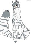  anthro big_ears domestic_cat felid feline felis female fluffy hi_res ky_discord long_tail looking_at_viewer maine_coon mammal monica_(king_pangolin) portrait red_eyes sfw_nudity solo thick_thighs 