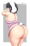  animal_humanoid big_butt black_hair blush breasts butt butt_focus clothed clothing dress female floppy_ears glistening glistening_body glistening_butt glistening_skin grey_background hair hi_res humanoid lagomorph lagomorph_humanoid leporid_humanoid licking licking_lips licking_own_lips looking_at_viewer looking_back mammal mammal_humanoid markhowl monotone_hair no_underwear partially_clothed pink_clothing pink_dress portrait presenting presenting_hindquarters purple_eyes rabbit_humanoid raised_clothing raised_dress rear_view seductive self_lick short_hair short_tail side_boob simple_background small_breasts solo standing tewi_inaba thick_thighs three-quarter_portrait three-quarter_view tongue tongue_out touhou video_games wide_hips 