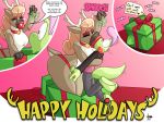  4:3 anthro cervid christmas duo enclosed english_text female gift gift_box hi_res holidays jamearts jimmy_(jamearts) kiss_mark kissing lips lipstick lizard makeup male mammal mistletoe plant reptile scalie simple_background tagme text 