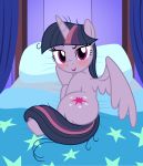  2019 absurd_res badumsquish bed blush equid friendship_is_magic furniture hair hasbro hi_res horn looking_at_viewer lying mammal mean_twilight_(mlp) messy_hair multicolored_hair my_little_pony on_bed purple_eyes purple_hair twilight_sparkle_(mlp) winged_unicorn wings 