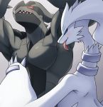  armpit_fetish armpit_lick armpit_play blush bodily_fluids hi_res legendary_pok&eacute;mon licking muscular musk nintendo on_ice_(artist) pok&eacute;mon pok&eacute;mon_(species) reshiram sweat tongue tongue_out video_games zekrom 