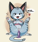  &lt;3 2020 absurd_res animal_crossing anthro bottomless breasts clothed clothing dildo domestic_cat exposed_breasts felid feline felis female front_view genitals grey_body hi_res legs_up lolly_(animal_crossing) mammal masturbation moan nintendo nipples penetration pussy reclining samoyena sex_toy solo stripes toying_self vaginal vaginal_masturbation vaginal_penetration video_games 