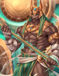  abs anthro anubian_jackal biceps canid canine canis clothing digital_media_(artwork) fur hi_res jackal league_of_legends male mammal muscular muscular_anthro muscular_male nasus_(lol) pecs rabbity riot_games solo video_games 