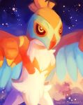  bird commentary creature english_commentary gen_6_pokemon hawlucha musicalcombusken no_humans pokemon pokemon_(creature) signature solo standing yellow_eyes 