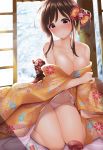  breasts kimono minato_(ojitan_gozaru) no_bra open_shirt pantsu undressing 