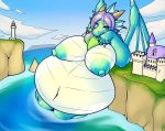  anthro belly big_belly big_breasts breasts castle day-t dragon female hair huge_breasts hyper hyper_belly hyper_breasts lighthouse macro solo 