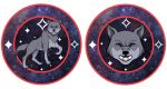  2020 angry black_eyes canid canine canis cosmic_background eyebrows fangs feral fluffy fluffy_tail fur galaxy grey_body grey_fur heraldry logo looking_at_viewer male mammal pimpartist simple_background solo star star_trek teeth threatening traditional_media_(artwork) white_background wolf 