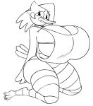  anthro avian big_breasts bird blush breasts cardinal_(bird) cartoon_network clothed clothing female hi_res huge_breasts kneeling margaret_smith_(regular_show) monochrome non-mammal_breasts oscine passerine pose regular_show simple_background solo thick_thighs unknown_artist white_background 